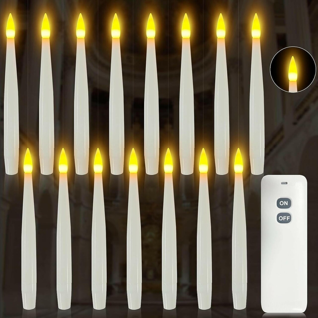 Floating Candles with Wand, 20 Pcs Magic Hanging Candles, Flickering Warm  Light Flameless Floating LED Candle with Wand Remote, Battery Operated